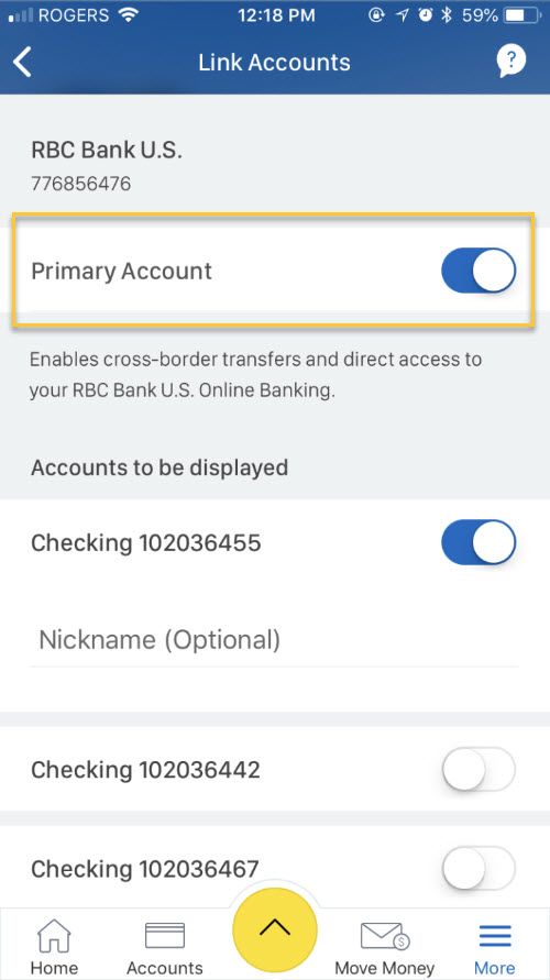 Turn on the Primary Account option