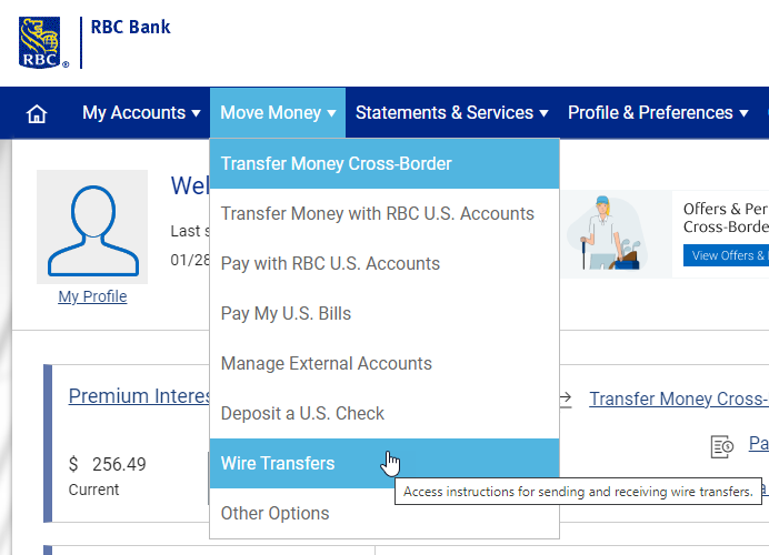 account homepage